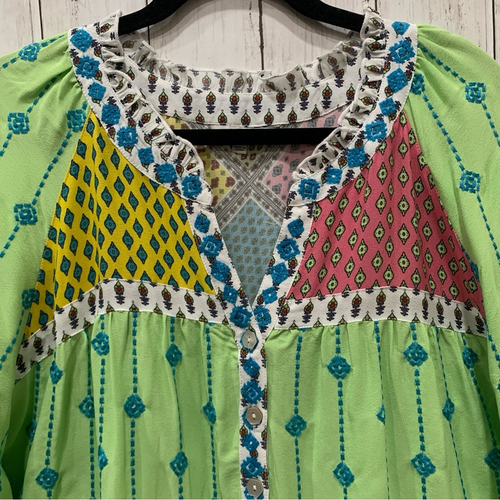 John Mark Embroidered Woven Multi Patchwork 2X Tu… - image 3